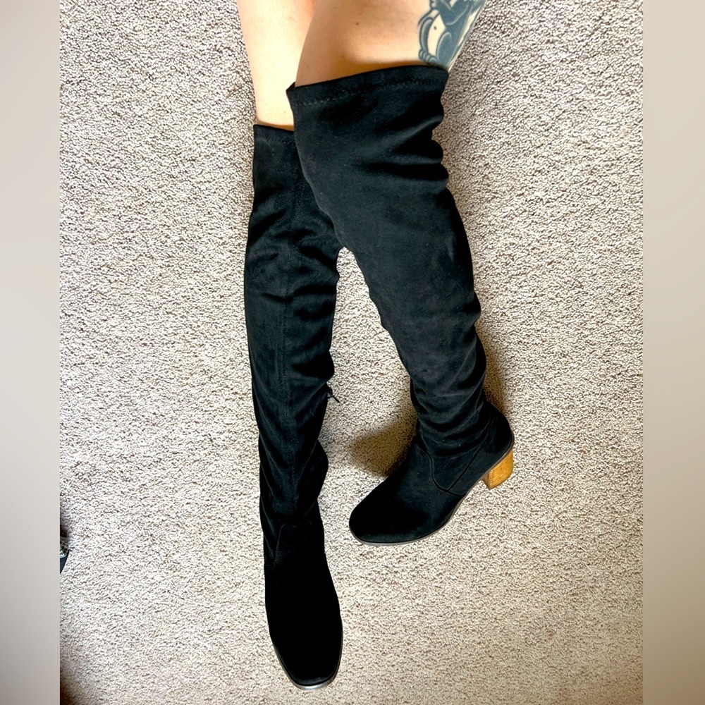 Vegan suede over the knee tall boot